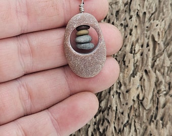 Cairn necklace, stacked necklace, stone pendant, rock necklace, stone jewerly, rock jewelry, eco friendly, cairn stack, stacked rocks, cairn