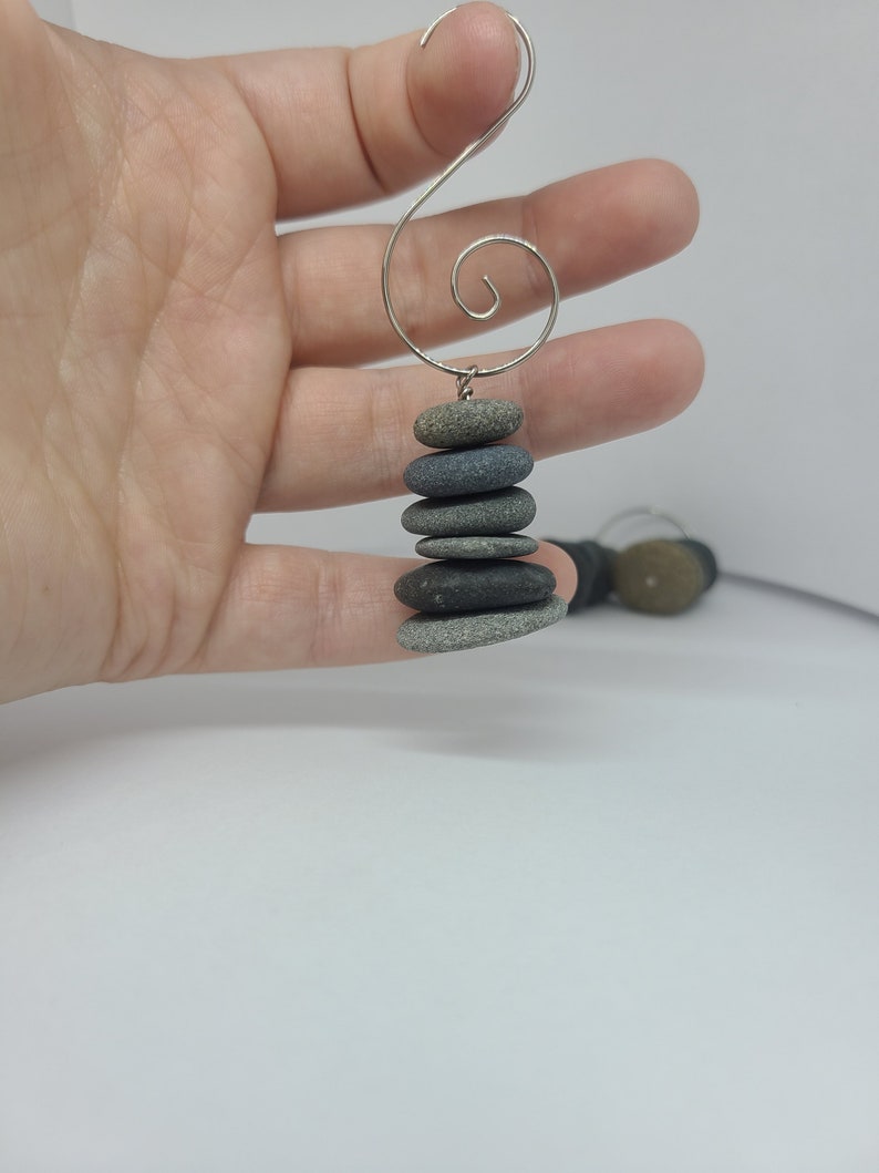 Cairn stack Christmas ornament, cairn stack ornament, beach ornaments, cairn Christmas tree,cairn stone stack, Christmas tree,Christmas gift image 1