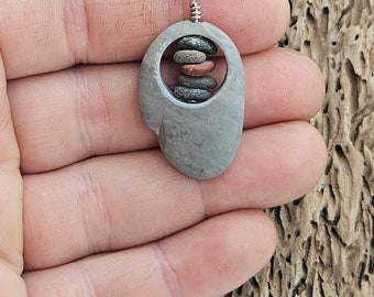 Cairn necklace, stacked necklace, stone pendant, rock necklace, stone jewerly, rock jewelry, eco friendly, cairn stack, stacked rocks, cairn