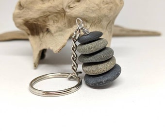 Cairn stack key chains, Zen stones, Fathers day gift, gift for him, gift for her, treat myself, stacked stone key chain, beach key chain