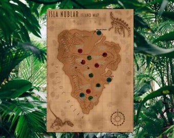 Isla Nublar - Canvas Cloth Map Scroll