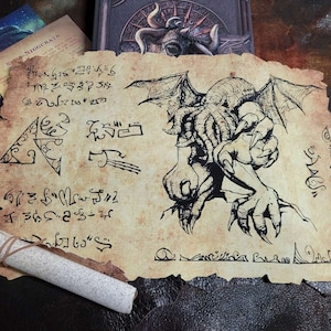 Parchemin d'invocation antique de Cthulhu - Un parchemin antique vieilli (inspiré par HP Lovecraft)