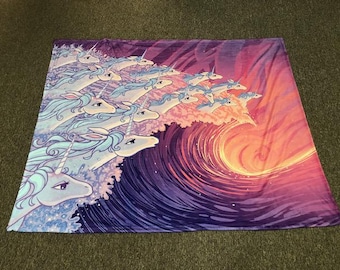 Das letzte Einhorn Decke - Minky Fleece Einhörner im Meer (Offiziell Lizenziert)