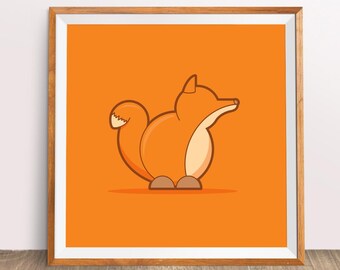 Kid's downloadable modern illustrated animals poster: Fox