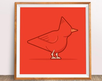 Kid's downloadable modern illustrated animals poster: Cardinal