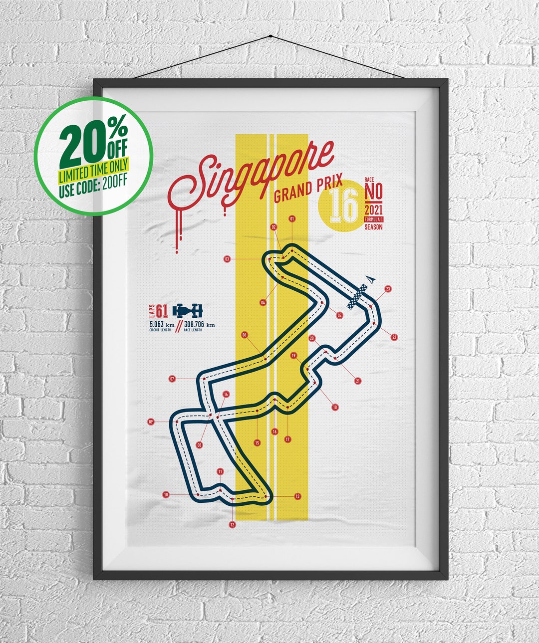 Singapore Formula 1 Racetrack - Etsy