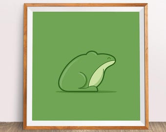 Kid's downloadable modern illustrated animals poster: Frog