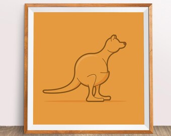 Kid's downloadable modern illustrated animals poster: Kangaroo