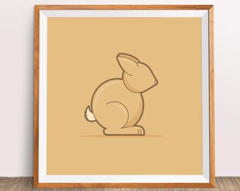 Kid's downloadable modern illustrated animals poster: Rabbit