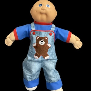 16-17 inch Cabbage Patch-overall voor jongens met bijpassend shirt...pop, sokken en schoenen niet inbegrepen