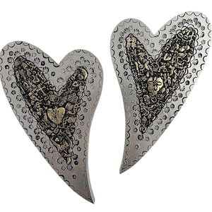 Mexican MILAGROS HEART Carved Wood Heart with Embossed Tin, ExVotos Corazon