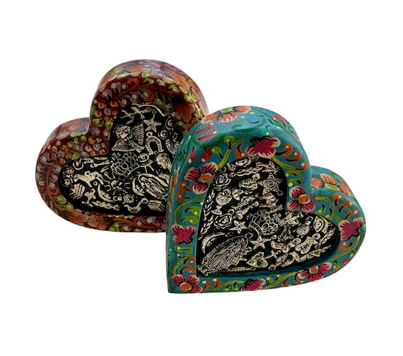 MILAGROS Heart, Virgin GUADALUPE Heart with Charms, Mexican ExVotos Corazon