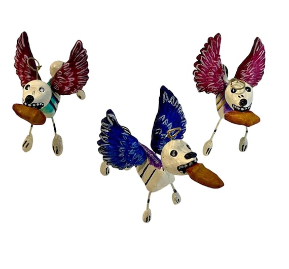 Day of the Dead ANGEL DOG with Wings & Halo, Altar Ofrenda Decoration, Puebla