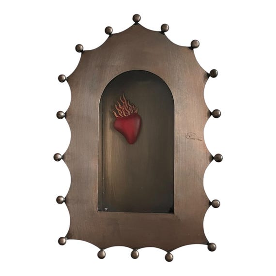 LG 11” Mexican Tin NICHO, Shadowbox Display Frame with/without HEART Magnet