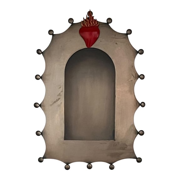 LG 11” Mexican Tin NICHO, Shadowbox Display Frame with/without HEART Magnet