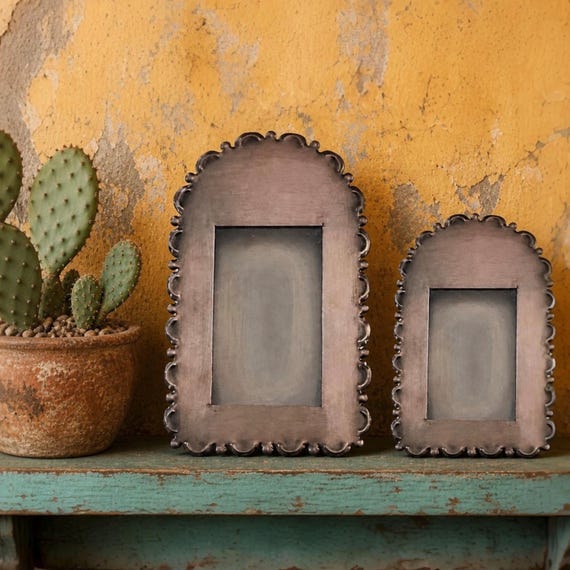 Mexican Tin NICHO, Shadowbox Frame Niche, DIY Altar Display Frame 7" or 9”H