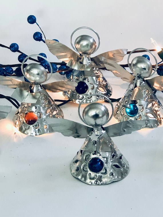 Mexican Tin ANGEL Christmas Ornaments, SET (6)