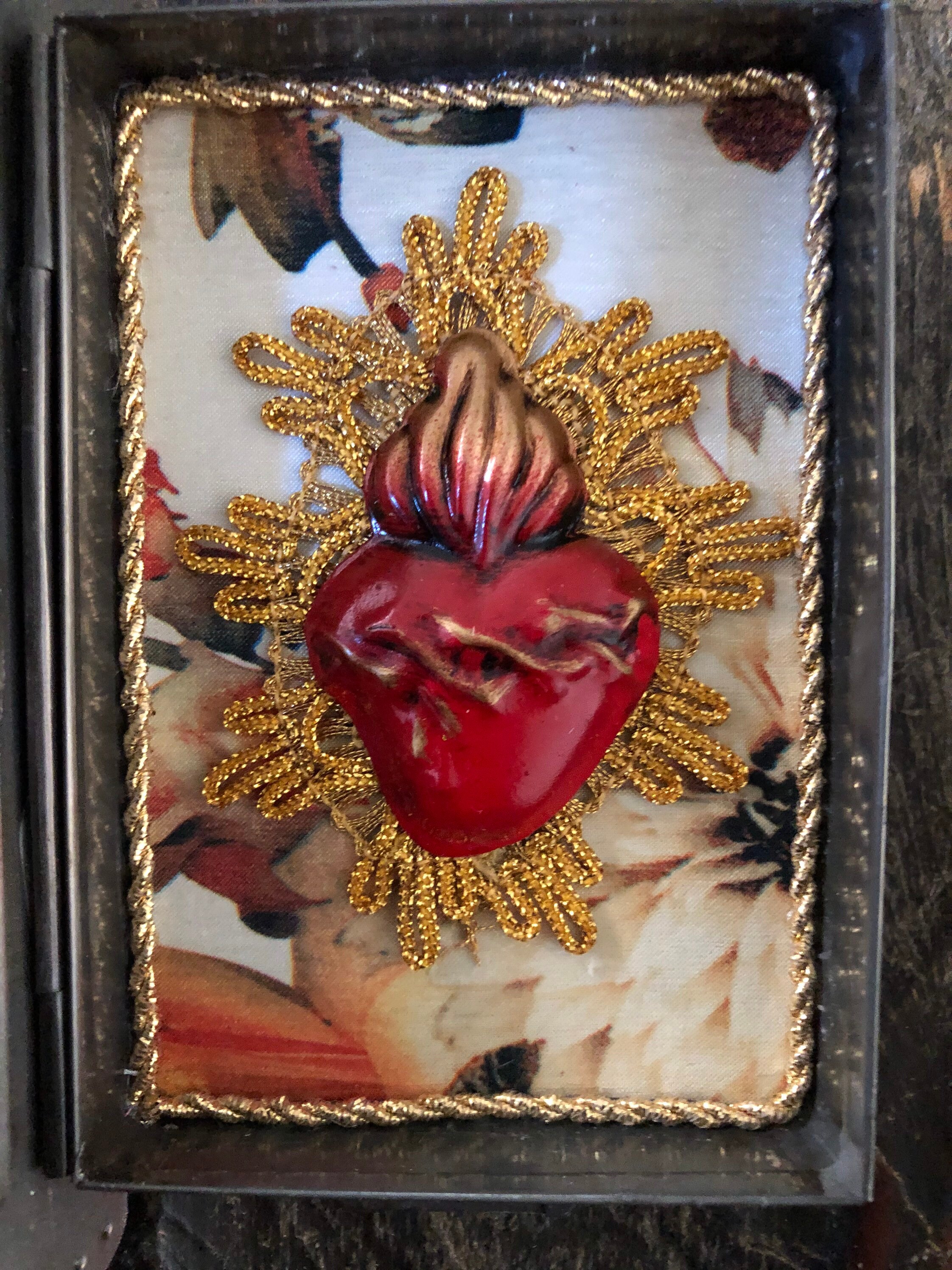 Painted Tin SACRED HEART Nicho Mexican Nicho Etsy