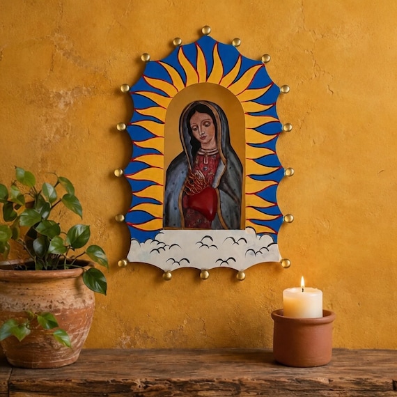 Tin NICHO Shadowbox Display Frame Virgin Guadalupe LG 11”