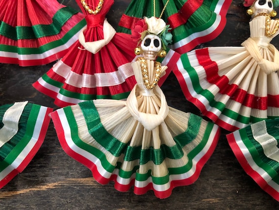 FRIDA Catrina Ornaments/Magnets SET (4) Day of the Dead Mexican Christmas Decorations, Party Favors