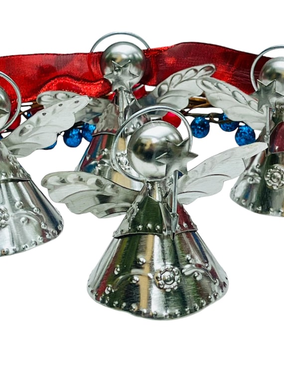 Punched Tin ANGEL ORNAMENTS with Star Wand - Mexican Xmas Favors