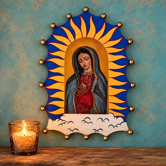 Tin NICHO Shadowbox Display Frame Virgin Guadalupe LG 11”