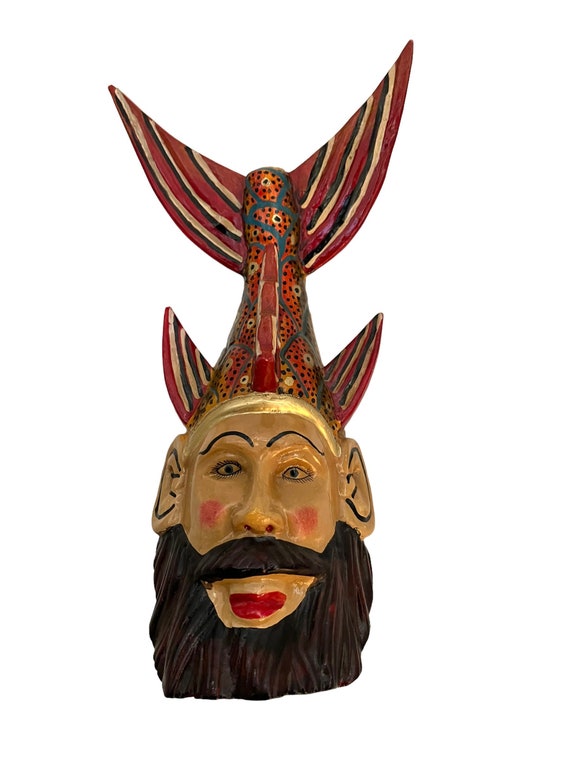FISH MAN Mask, Large MEXICAN Carving Man W Beard, Fins & Tail, Pescador -   Canada