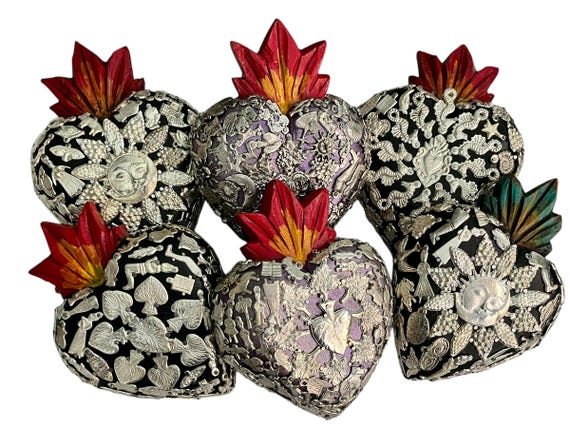 MILAGROS HEART, ExVotos Heart, Mexican Corazon,  Sacred Heart