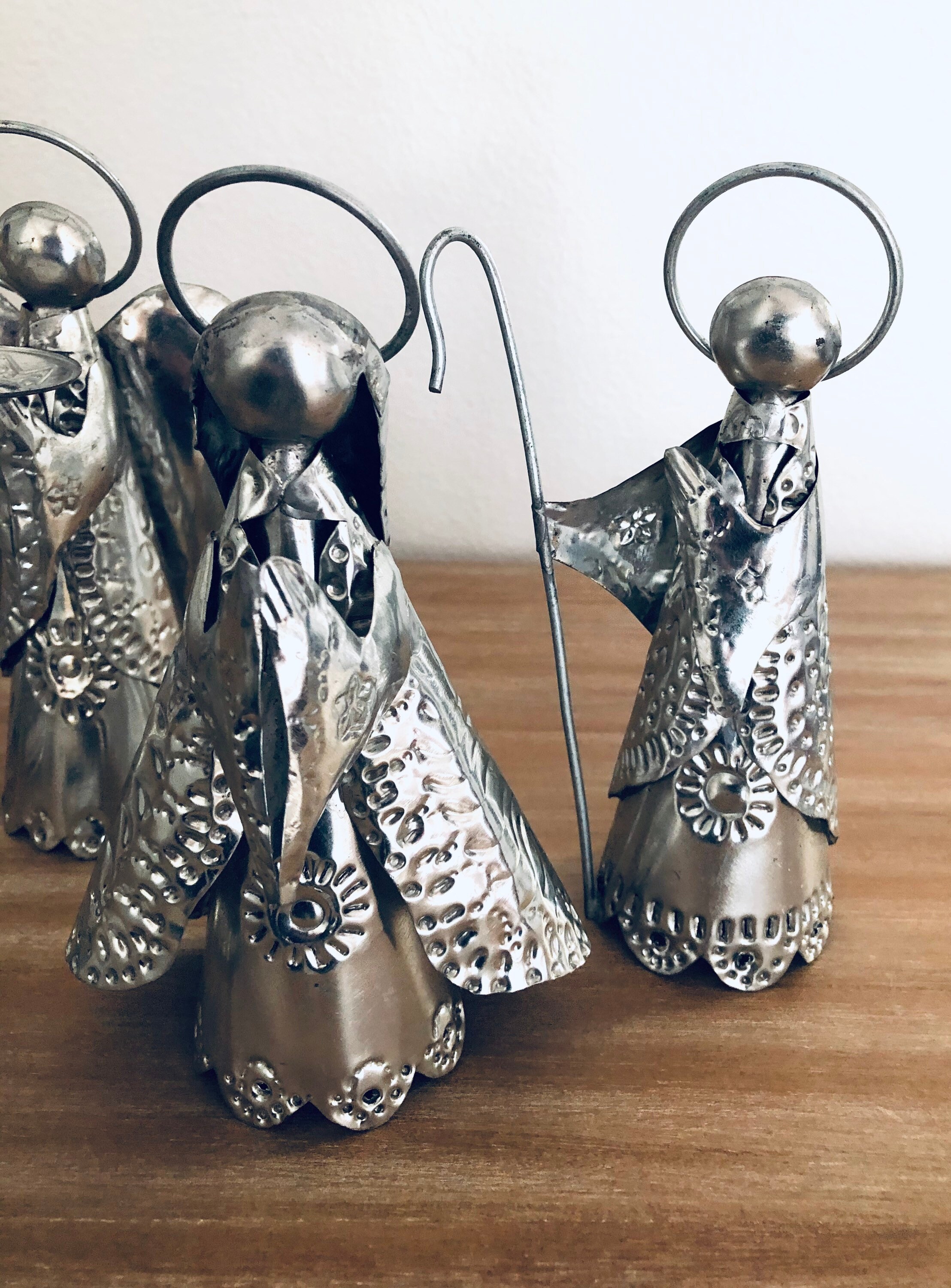 TIN NATIVITY Set, Punched Tin Figurines Christmas Nacimientos (7) Pieces