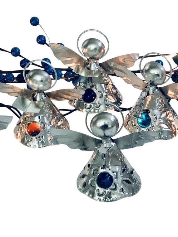 Mexican Tin ANGEL Christmas Ornaments, SET (6)