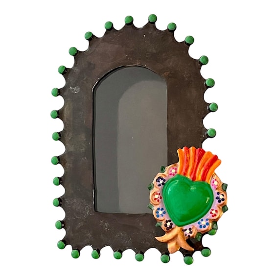 Mexican Tin NICHO with Sacred Heart Magnet, Shadowbox Frame