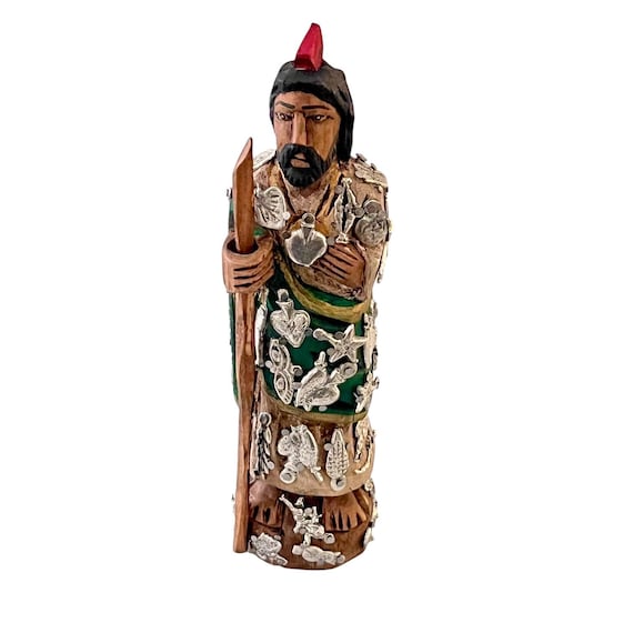 Saint JUDAS Figurine with MILAGROS, Mexican Santo, Patron Saint of Hope, St Jude Thaddeus 8”