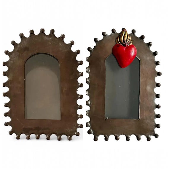Mexican Tin NICHO, Sacred Heart Magnet Frame, WITH or WITHOUT Heart