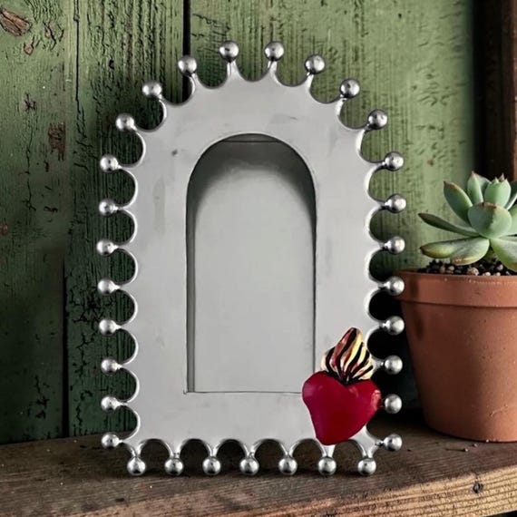 Mexican Tin NICHO Shadowbox Frame Display Niche, Altar Decor 8"H