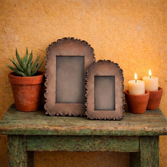 Mexican Tin NICHO, Shadowbox Frame Niche, DIY Altar Display Frame 7" or 9”H