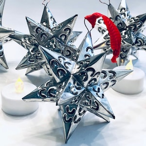 Mexican TIN STARS Set of (6) Moravian Stars, Mexico Star Christmas Ornaments, Party Favors, Wedding Favors