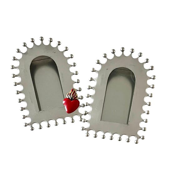 Mexican Tin NICHO, Shadowbox Frame with/without Sacred Heart Magnet