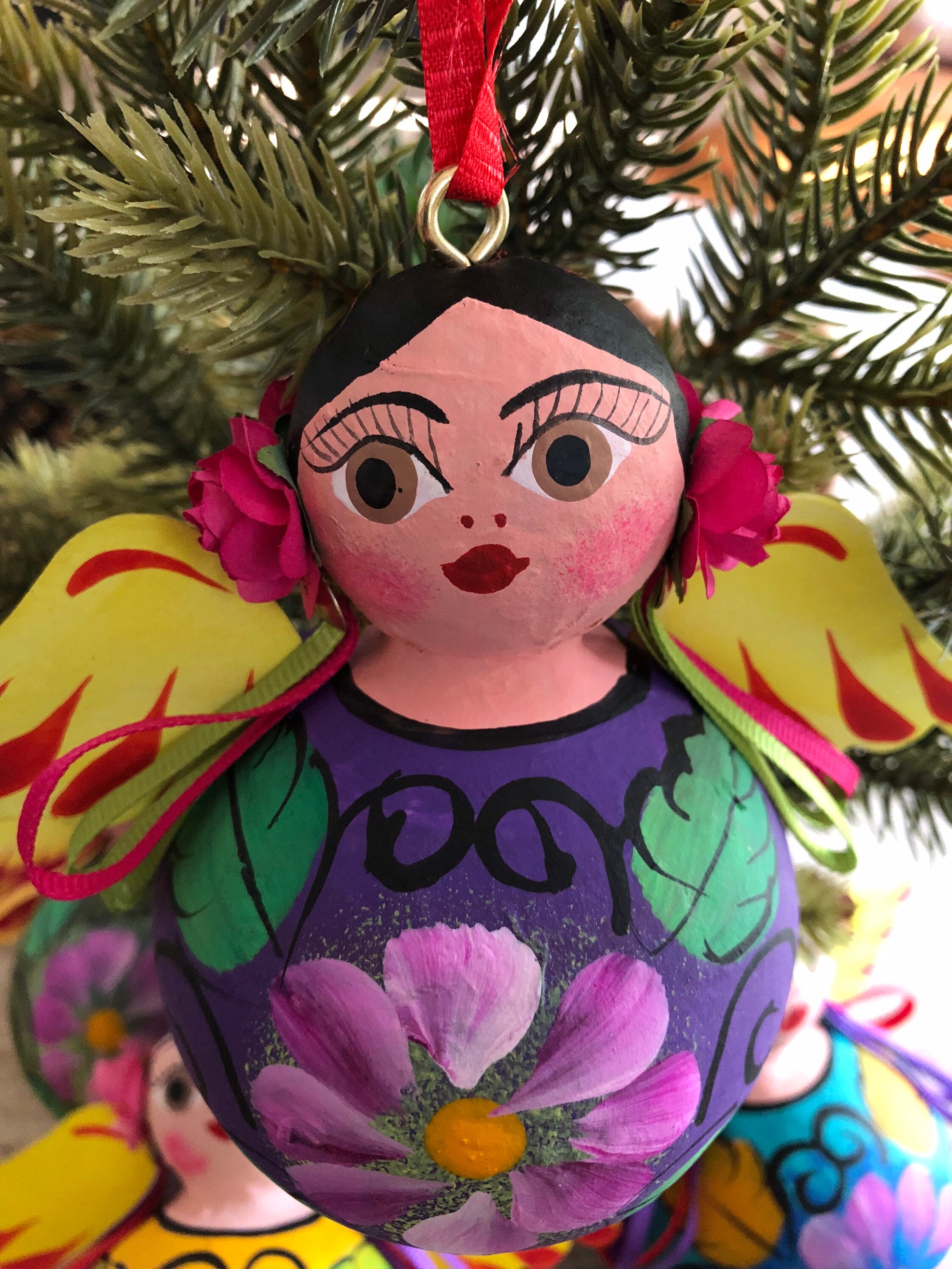 SET 2 Paper Mache ANGEL ORNAMENTS Hanging Mexican Christmas Etsy