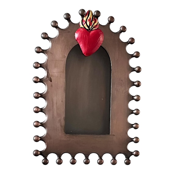 Mexican Tin NICHO, Shadowbox Frame with/without Sacred Heart Magnet