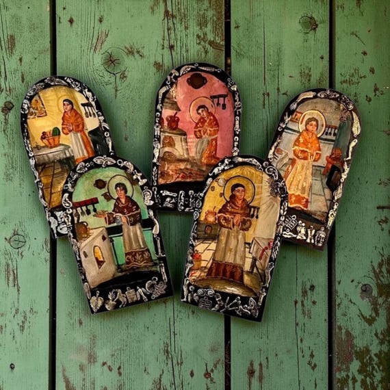 SAN PASQUAL Nicho with Milagros, Small Kitchen Retablo, Patron Saint of Cooks 7”H