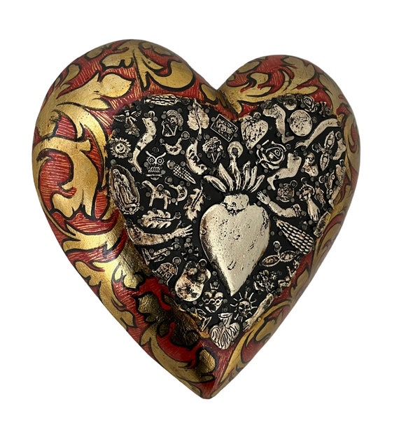 MILAGROS Heart, Mexican ExVotos Sacred Heart, LARGE