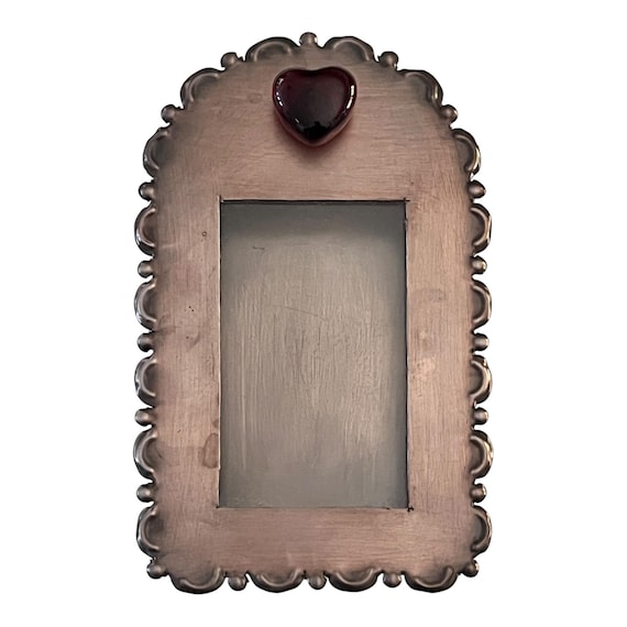 Mexican Tin NICHO,  Shadowbox Frame with/without Glass Heart Magnet