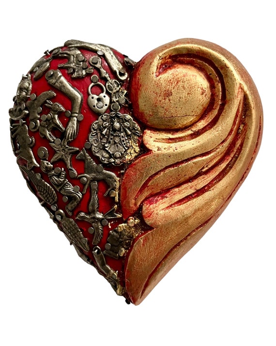 MILAGROS HEART, Mexican Corazon, Virgin Guadalupe Sacred Heart
