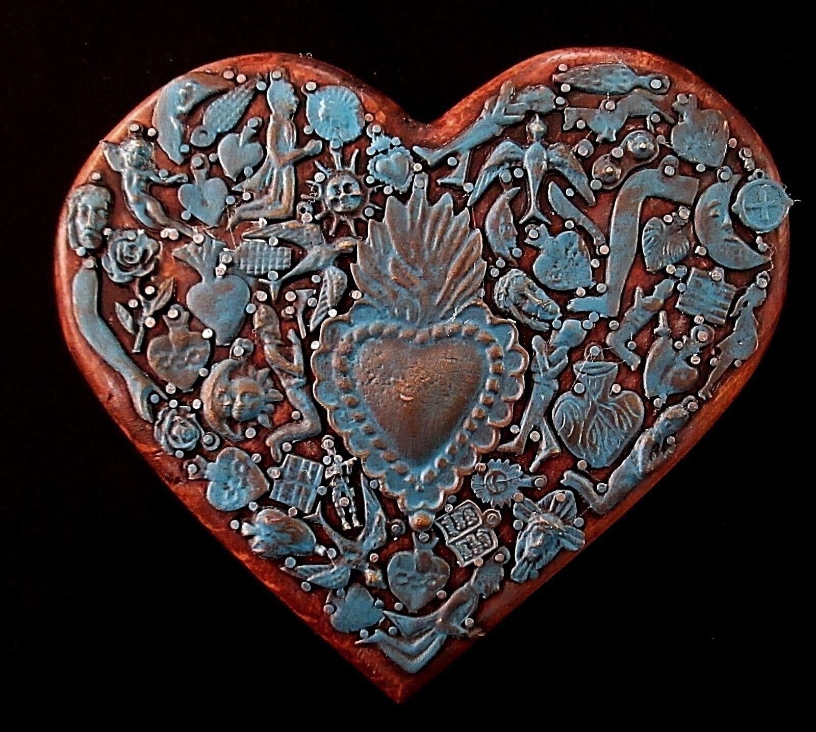 Milagros Heart, Turquoise Blue