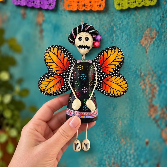 Day of the Dead BUTTERFLY,  Frida Angel Mariposa, LG Orament 7"H