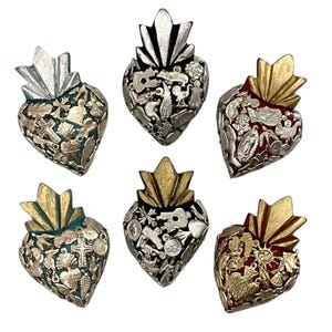 MILAGROS HEART, XSmall Heart with Charms, ExVotos, Mexican Corazon