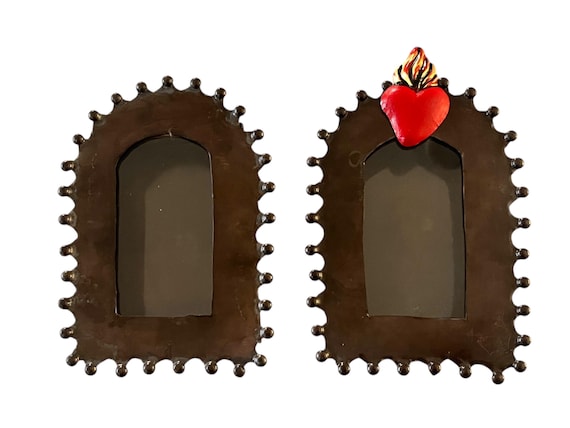 Mexican Tin NICHO, Sacred Heart Magnet Frame, WITH or WITHOUT Heart