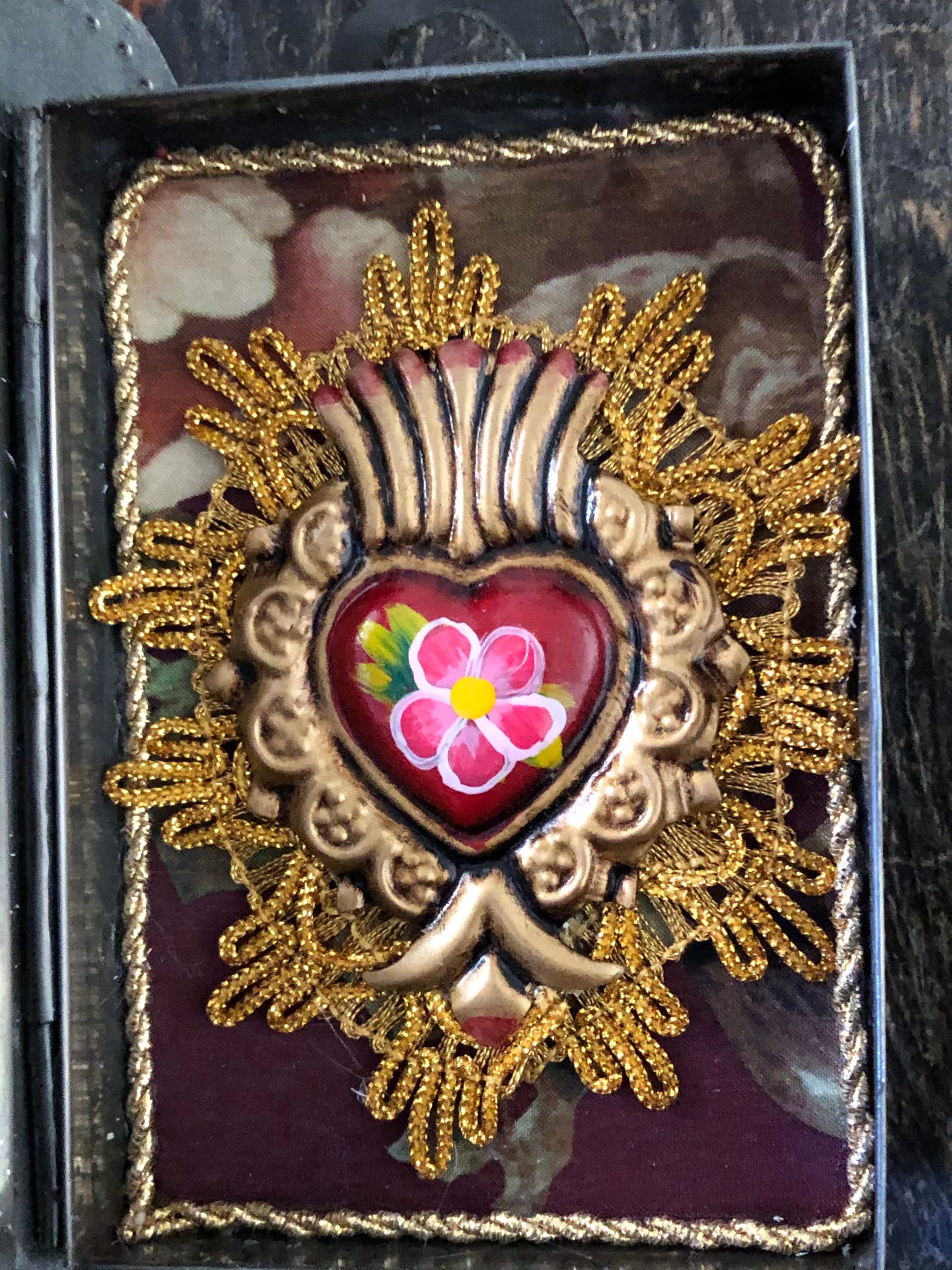 Painted Tin SACRED HEART Nicho Mexican Nicho Etsy