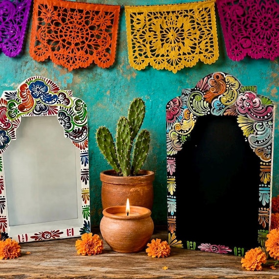 Wood NICHO Ofrenda Display ALTAR, Hand Painted Frame 14”H