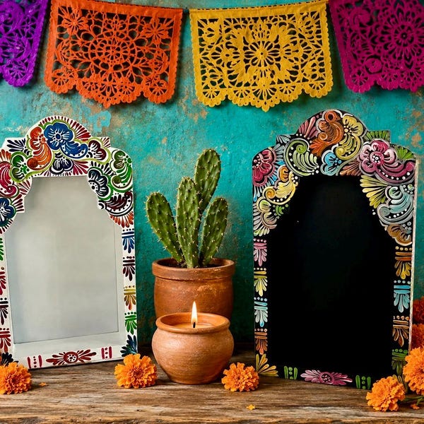 Wood NICHO Ofrenda Display ALTAR, Hand Painted Frame 14”H